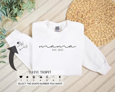 Custom Mama Sweatshirt with Kid Names on Sleeve Personalized Mom Sweatshirt for Women for Mom Sweater Est 2025 Multicolor - Image 2