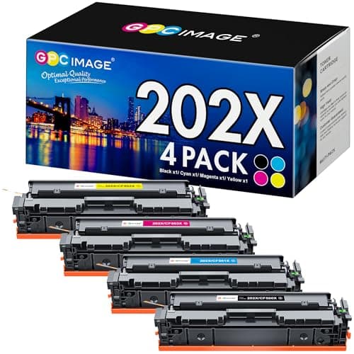 GPC Image Compatible 202X Toner Cartridge Replacement for HP 202X 202A CF500X CF500A to use with Laserjet Pro MFP M281fdw M254dw M281cdw M281 M281dw M280nw Toner Printer (1B 1C 1M 1Y, 4 Pack) - Image 1