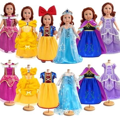WONDOLL 18 inch Doll Clothes Accessories - 6Pcs Different Princess Costume Dress（NO Doll） - Image 1