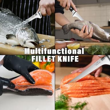SHAN ZU Fillet Knife 7 Inch- Edge Deboning Fish and Meat Boning Knife, Professional Super Sharp Fish Knives Made of German Stainless Steel Boning Knives with Full Tang Handle - Image 7