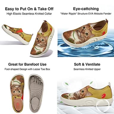 UIN x FatCatArt Collaboration Women's Art Travel Walking Shoes Slip On Casual Lightweight Fashion Sneaker Toledo Ⅹ Sunflowers and Cat 3 (7.5) - Image 6