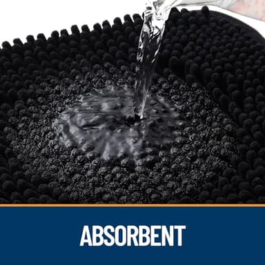 OLANLY Dog Door Mat for Muddy Paws 47x24, Absorbs Moisture and Dirt, Absorbent Non-Slip Washable Doormat, Quick Dry Chenille Mud Mat for Dogs, Entry Indoor Entryway Carpet for Inside Floor, Black - Image 3