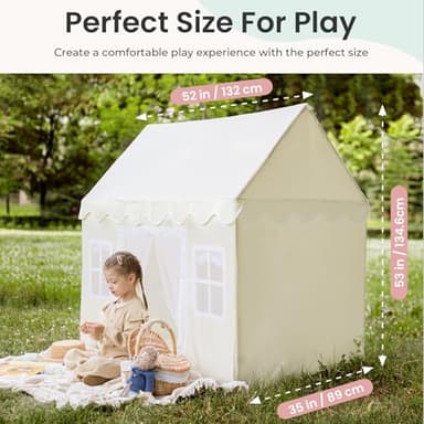 Tiny Land Play Tent with Padded Mat & LED Lights, Kids Tent, Playhouse for Kids, Indoor Bed Tent for Toddler, Toys for 3,4,5,6-Year-Old Girls, Neutral Color Play Room Furniture - Image 3