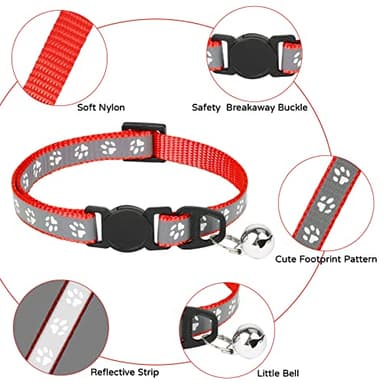 Reflective Cat Collars-Breakaway Cat Collars with Bell - Adjustable Collars for Girl Boy Indoor Small Pet - 6 Pack - Image 2