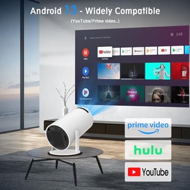 Mini Projector, HY300 PRO Portable Projector, Support 4K 1080P with Dual-Band WIFI6 5G Wireless 5.2 Bluetooth Android 13, 180° Rotatable, Auto Keystone Correction, 35"-130" Screen Video Projector - Image 2
