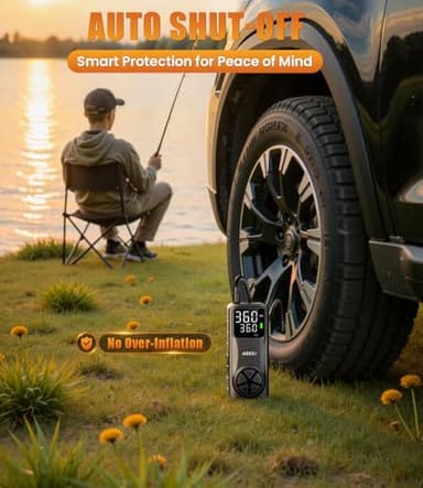 Tire Inflator Portable Air Compressor: 20000mAh & 150PSI Fast Inflation Air Pump for Car Moto Bike Ball - One-Button Control - Senior-Friendly Solution for Elderly Drivers - Image 6
