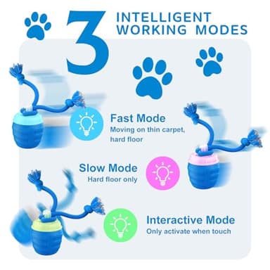 Huimpet Interactive Dog Toys, [2025 Newly Upgraded] Interactive Dog Ball for Medium/Large Dogs, Automatic Moving Dogs Toy Wicked Ball for Boredom & Training, Play Music, USB Rechargeable(Blue) - Image 3