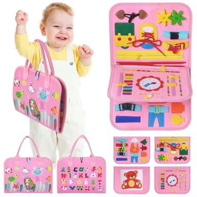 INKLAB Busy Board for Toddlers 1-3, Toddler Montessori Toys Age 3, Learning Toys for Toddlers 1 2 3 Years, Busy Board for 1 Year Old - Image 1