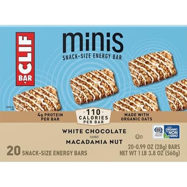 CLIF BAR Minis - White Chocolate Macadamia Nut Flavor - Made with Organic Oats - 4g Protein - Non-GMO - Plant Based - Snack-Size Energy Bars - 0.99 oz. (20 Pack) - Image 12
