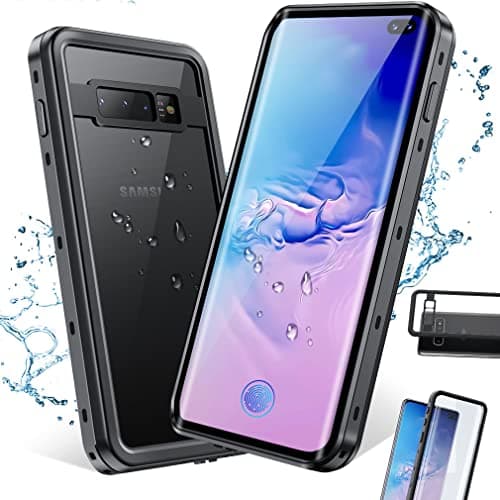 MIZUSUPI Galaxy S10 Plus Waterproof Case,Built in Screen Protector 360° Full Body Protective Shockproof Dirtproof Sandproof Case for Galaxy S10 Plus (6.4 inch) Black 2023 - Image 1