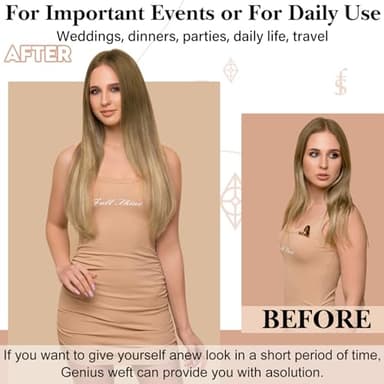 Full Shine Genius Weft Hair Extensions Hand Tied Hair Extensions 60G Human Hair Weft Extensions Sew In Color Balayage Brown To Light Blonde Mix Brown Weave Bundles 24 Inch - Image 5