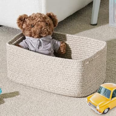 Maxuni 3-Pack Small Storage Baskets for Organizing | Woven Shelf Toy Basket | Rope Baskets for Gifts Empty | Closet Organizer Bins with Handles | Cube Decorative Box | 11.8×7.8×5.1” | Mixed brown - Image 6