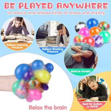 24Pack Stress Balls, Squishy Ball, Squishy Squeeze Balls Bulk Fidget for Adults, Stress Relief Balls, Party Favors, Birthday Gift, Goodie Bag Stuffers - Image 6