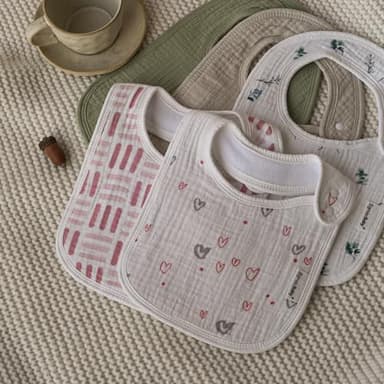 Muslin Bibs for Baby Boys Girls,Organic Muslin Baby Bib for Drooling and Teething,Soft Bandana Drool Bibs 5 Pack - Image 8