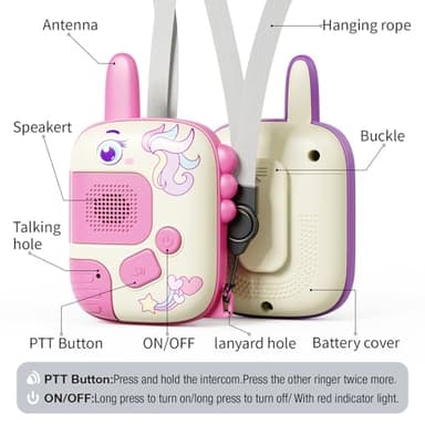 Walkie Talkies Toys for Girls:Unicorn Toys 2 Pack Birthday Gifts for 3 4 5-7 8 Year Old Girls Toy for 4 5 6 7 8-10 Year Old Camping Outdoor Games,Christmas Stocking Stuffers for Girls Kids - Image 5