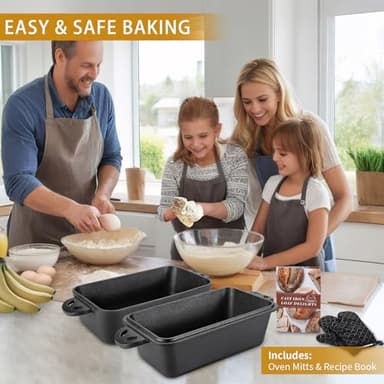 AILITOR Cast Iron Loaf Pan with Lid 9x5 Inch - Bread Baking Pans for Homemade Bread, 2 Piece Set - Image 3