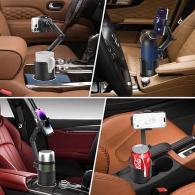 Car Cup Holder Expander Phone Holder with Adjustable Arm and Base, 2 in 1 Phone Mount and CupHolder Adapter with Expandable Base for Most Large Drink Bottle and Fit All 4-7'' Smartphones - Image 7