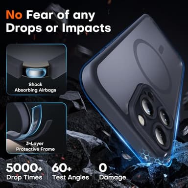 TOCOL for iPhone 16 Pro Max Case, Compatible with Magsafe, Full Camera Protection, Drop Protection, Magnetic Translucent Matte Back Bumper Phone Case for 16 Pro Max 6.9-Inch (Black) - Image 3