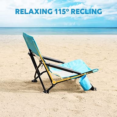 TOBTOS Low Beach Chair, Beach Chairs for Adults 2 Pack, Low Profile Folding with Cup Holder & Carry Bag, Heavy Duty Chair for Outdoor Sand, Camping, Concert, Travel - Image 7