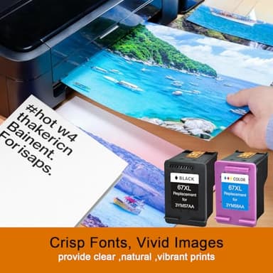 Ink 67XL Replacement for HP 67XL Ink Cartridges Black Color Combo Pack Compatible for HP Ink 67 Fit for DeskJet 2700e 2700 2855e 2755e 2755 4155e 4255e for Envy 6000 6055e 6400 Printer 2 Pack - Image 4