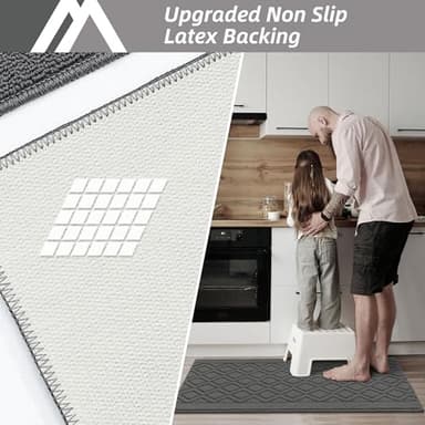 COSY HOMEER 48x20 Inch/30X20 Inch Kitchen Rug Mats Made of 100% Polypropylene 2 Pieces Soft Kitchen Mat Specialized in Anti Slippery and Machine Washable (Grey) - Image 3