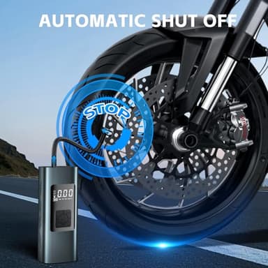 Coquimbo Bike Pump Tire Inflator Portable Air Compressor: 150PSI Electric Air Pump for Car Tires Cordless Car Bike Motorcycle Accessories Birthday Gifts for Men Dad Him (Gun Gray) - Image 4