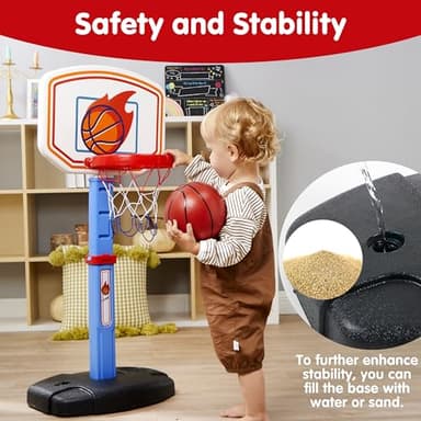 JOYIN Toddler Basketball Hoop Indoor, Adjustable Basketball Goal for Kids with 4 Balls, Game Toys for Playroom Pool Outdoor, Birthday Gift for Baby Boys Girls Age 1 2 3 4 - Air Pump Included - Image 4