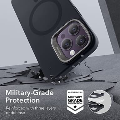 ESR for iPhone 14 Pro Max Case,Compatible with MagSafe Silicone Case with Stand, Military-Grade Protection, Built-in Camera Stash Stand, Magnetic Phone Case, Cloud Series,Black - Image 6