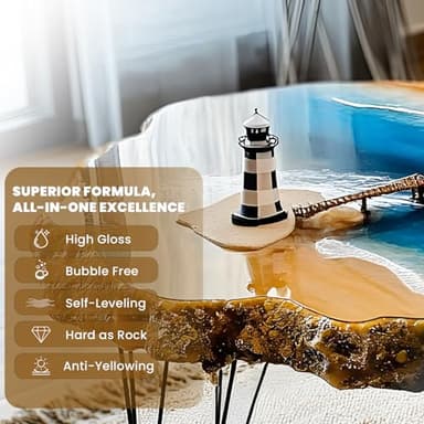 LEEYA RESIN Crystal Clear Epoxy Resin Kit 64OZ, No-Bubble, No-Yellowing, Self Leveling Resina Epoxica para Manualidades, Clear Resin for Crafts, Tabletop, Coaster, Tray, Painting, Jewelry, 1:1 Ratio - Image 6