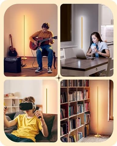 EDISHINE Floor Lamp, Remote Control & Foot Switch Floor Lamps for Living Room, 10%-100% Dimmable Standing Lamp with 7 Color Temperature, 57.5" Tall Corner Floor Lamp for Bedroom, Office, Gold - Image 7