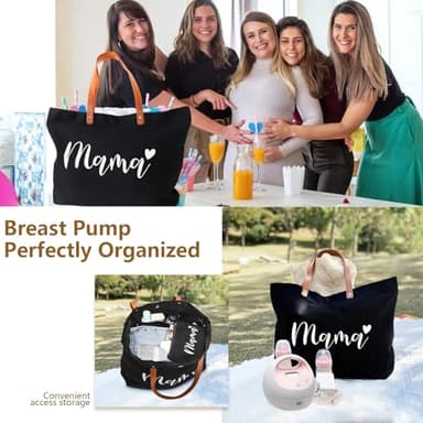 Lamyba New Mom Gifts for Women, Mama Bag Tote with Makeup Bag, Cool Gifts for Mom to be/Expecting Mom/Pregnant Women - Image 5