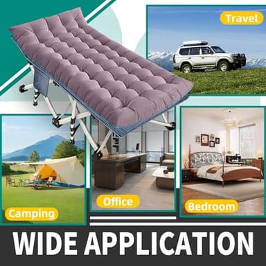 GETOVIN XXL Camping Cot with Mattress Oversize 32" Width Folding Cot Heavy Duty Comfortable Cots for Sleeping Guest Bed with Carry Bag Portable Easy to Set-up for Home Travel Outdoor 79" x 32" x 18" - Image 7