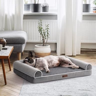 MEWOOFUN Dog Bed Medium Size, Large Dog Bed with Egg Foam, Washable Orthopedic Bed with Waterproof Removable Cover, Big Waterproof Couch Sofa Bed (L, Grey) - Image 8