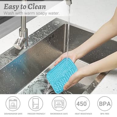 MateeyLife 2PCS Small Lick Mat for Dogs and Cats, Licking Mats for Dog Anxiety Relief, Cat Peanut Butter Lick Pad for Boredom Reducer, Dog Treat Mat Perfect for Bathing Grooming Blue&Green - Image 7