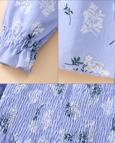 Toddler Long Sleeve Floral Dress Easter Smocked Spring Summer Clothes Girl School Outfits Church Sundress Flower Purple 3 Years - Image 5