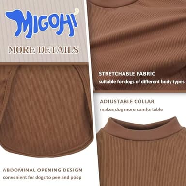 MIGOHI Dog Clothes for Large Dogs,Dog Shirts,Spring Summer Clothes,XL Sleeveless Vests T-Shirt,Tank Top for Large Size,Border Collie,Pitbull,XL,Brown - Image 2