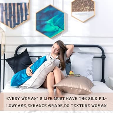Silk Pillow Cases 2 Pack Soft Breathable and Sliky King Size Pillow Cases Set of 2,Natural Mulberry Satin Silk Pillowcase with Hidden Zipper for Hair and Skin (Ivory,20"X 36",2pcs) - Image 7