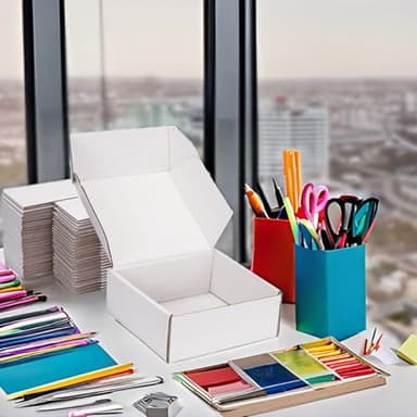 DUZCLI Small Shipping Boxes 8x8x3 Inch (25 Pack) - Sturdy White Corrugated Cardboard Boxes for Small Business, Ecommerce, Mailing & Packaging | Recyclable Gift & Storage Boxes - Image 4