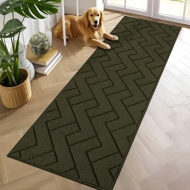 hicorfe Kitchen Rugs and Mats Sets,Super Absorbent Polypropylene Non-Slip Rug,Soft Comfort Floor Mat,Washable for Kitchen,Hallway,Office,Sink,Laundry(24" x 71",Oliver Green) - Image 1