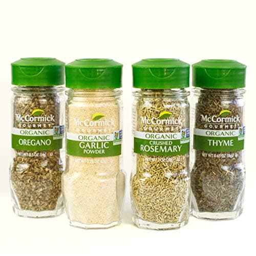 McCormick Gourmet Organic Garlic & Herbs Everyday Basics Variety Pack (Oregano, Garlic Powder, Crushed Rosemary, Thyme), 0.05 lb - Image 1