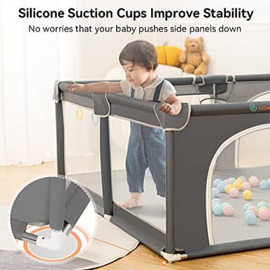 COMOMY Playpens for Babies and Toddlers, 79"x71" Baby Playard Extra Large, Safe and Non-Slip Baby Fence, Full Mesh Design, Indoor & Outdoor Kids Activity Center, Baby Play Pens (Dark Grey) - Image 2