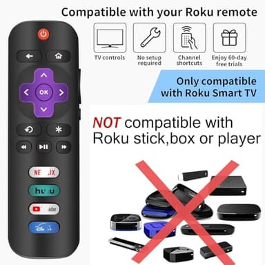 (Pack of 2) Replacement Remote Control Only for Roku TV, Compatible for TCL Roku/Hisense Roku/Sharp/Philips/Onn Roku/Insignia Roku (Not for Roku Stick and Box) - Image 3