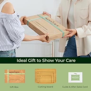 Keechee Wood Cutting Board for Kitchen - Reversible Bamboo Cutting Boards Gift Set of 3 with Juice Groove, Wooden Chopping Board for Meat, Fruit, Vegetables & Cheese (Pre Oiled, Natural) - Image 8