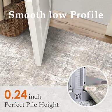 PureCozy Machine Washable Area Rug 8x10 Beige Gray Large Living Room Indoor Accent Rug Neutral Modern Abstract Low Pile Carpet Non Slip Distressed Throw Rug Bedroom Office Dining Room - Image 3