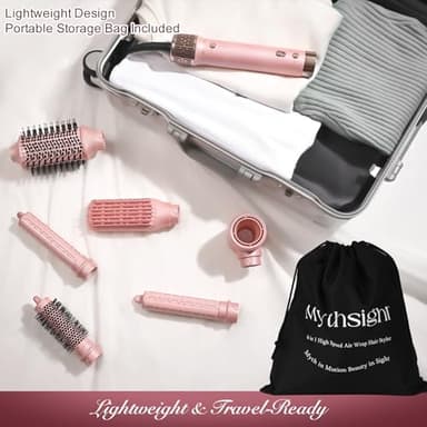 Mythsight StyleVibe™ 6-in-1 Air Styler, Hair Dryer & Blow Dryer Brush with Auto Wrap Curl L/R, Fast Drying, Smooth Blowouts, Root-Lift Volume, No Heat Damage Frizz-Free Thermal Brush with Travel Bag - Image 9