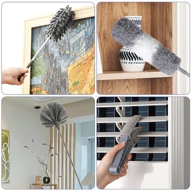 Dusters for Cleaning, Feather Duster Set, 10PCS Duster with Extension Pole Up to 100'' - Extendable, Bendable, and Washable for Ceilings, Chandeliers, and Furniture - Image 4