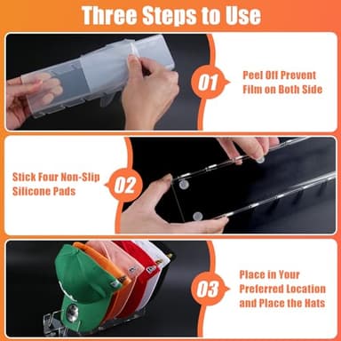 Hat Stand for Baseball Caps, 2 Pack No Install Acrylic Hat Organizer for 14 Baseball Caps Storage Organizer, Hat Racks Hat Holder Display and Organization for Closet, Bedroom, Dresser (Clear-2Pack) - Image 4