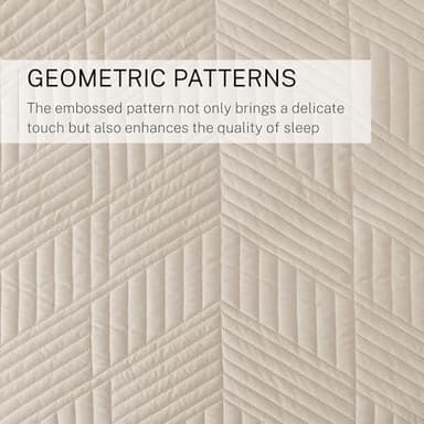 Exclusivo Mezcla Ultrasonic Full Queen Quilt Bedding Set, Lightweight Brich Beige Bedspreads Soft Modern Geometric Coverlet Set for All Seasons (1 Quilt and 2 Pillow Shams) - Image 5