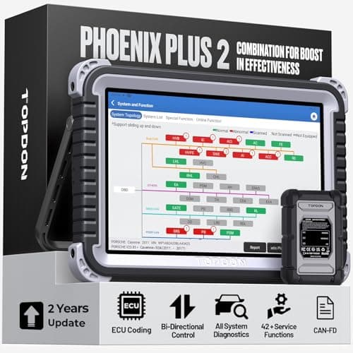 TOPDON Phoenix Plus 2, ECU Coding TOPDON Scanner V2.0, Bidirectional Scan Tool, Topology Map, CANFD, High-End OEM Full System, 42+ Service, FCA SGW AutoAuth, V.A.G Guided, 2 Years Free Update - Image 1