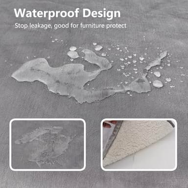 Bigbeer Waterproof Dog Blankets for Extra Large Dogs, Washable Pet Blanket for Indoor Cats, Plush Sherpa Puppy Throw Furniture Protector for Bed Couch Sofa(50"x60",XL,Darkgrey) - Image 2